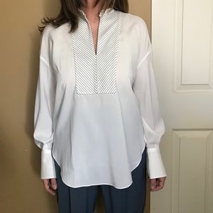 Silk and Monili Chevron Blouse